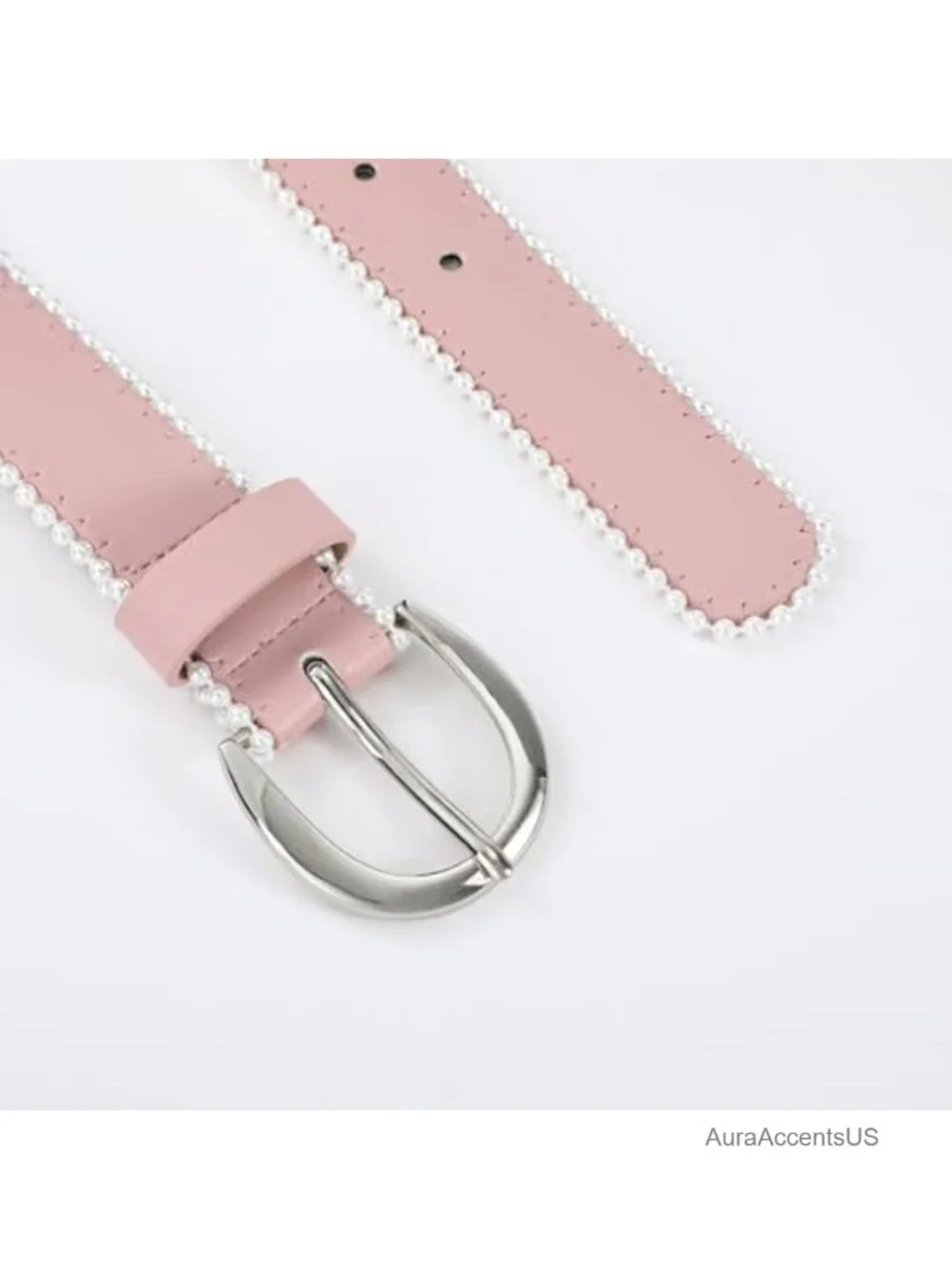 Leather Fashion Belt with Silver Buckle